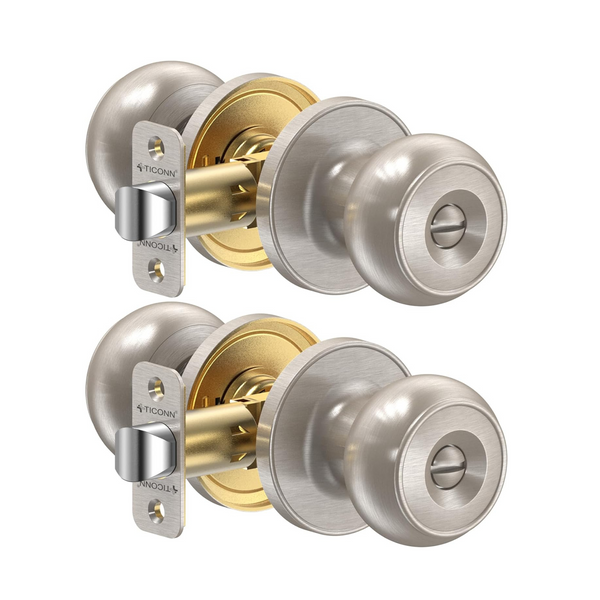 2-Pack Ticonn Round Ball Door Knobs with Dead Bolt