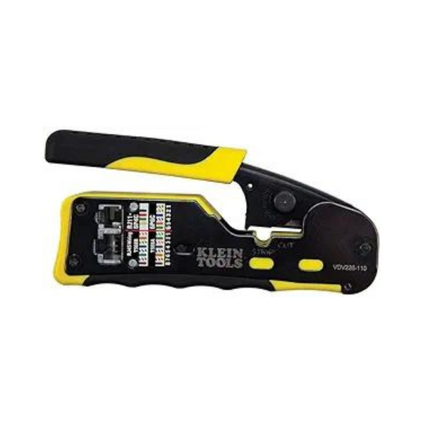 Klein Tools Ratcheting Modular Data Cable Wire Crimper / Stripper / Cutter