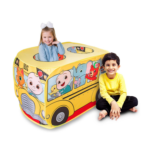 Cocomelon Musical Yellow School Bus Pop Up Tent (Plays Wheels on the Bus)