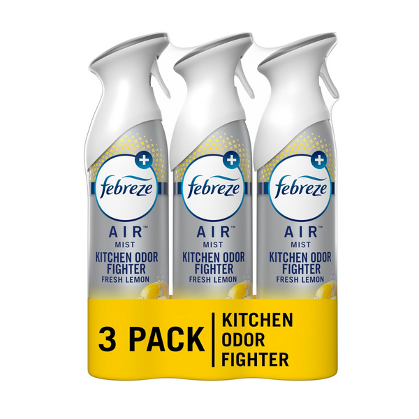 3 Pack Of Febreze Fresh Lemon Scent Room Air Fresheners Aerosol Cans