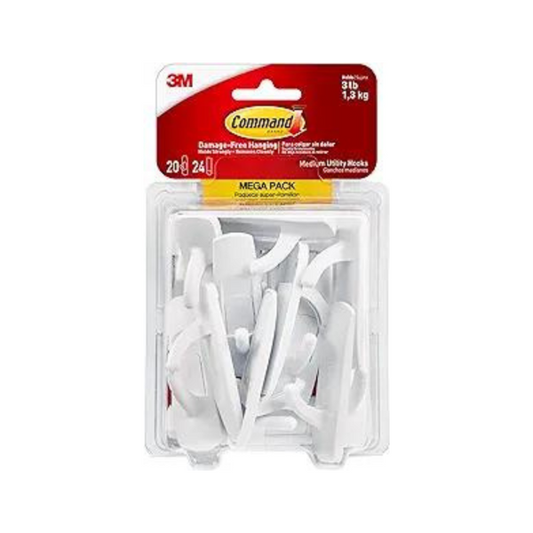 20-Count Command Utility Hooks w/ 24 Adhesive Strips (Medium)