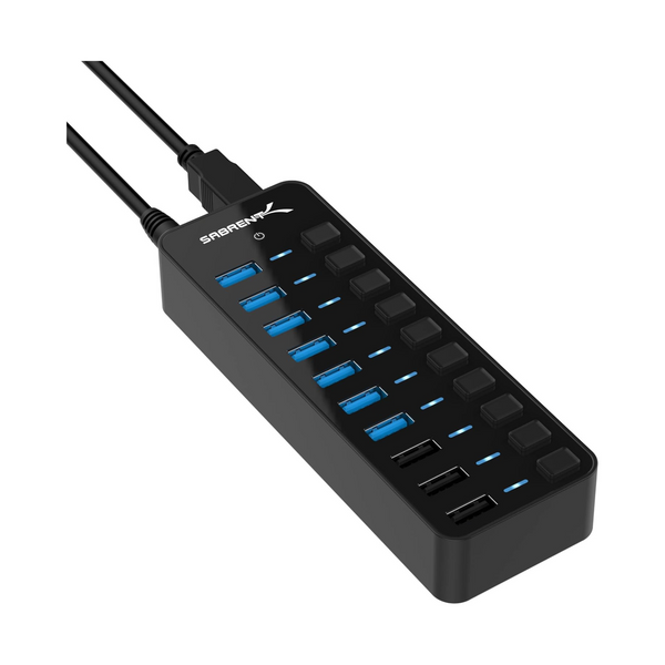 Sabrent 60W 10-Port USB 3.0 Data Hub w/ 3 Smart Charging Ports