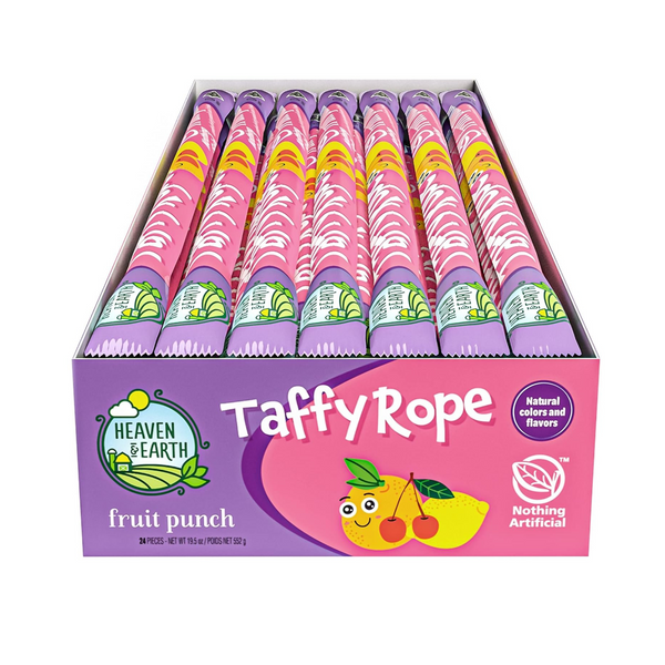 Heaven & Earth Fruit Punch Taffy Rope, OU Passover, 24 Pack