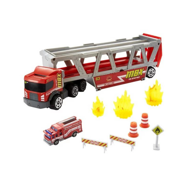 Matchbox Fire Rescue Hauler Playset with Detachable Cab