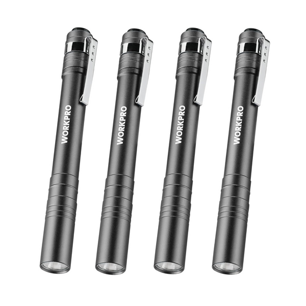 4-Pack Workpro Aluminum LED Pocket Pen Flashlight