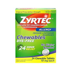 24-Count Zyrtec 10mg Cetirizine HCI Allergy Chewable Tablets (24-Hour Relief)