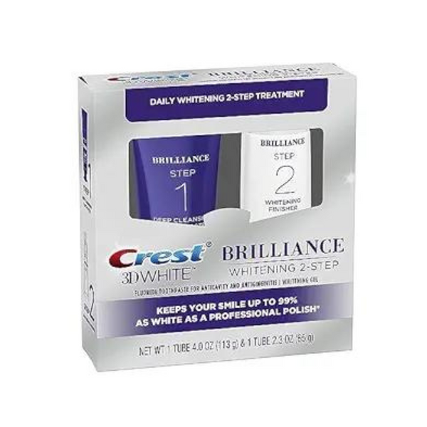 Crest 3D White Brilliance 2 Step Kit With Deep Clean Toothpaste + Teeth Whitening Gel