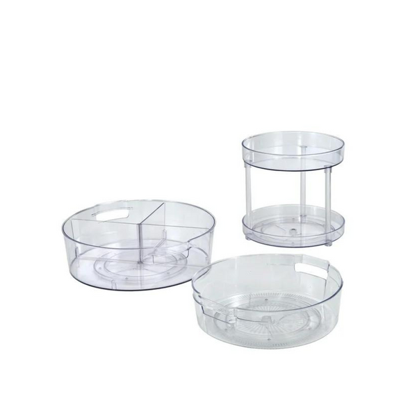 3Pc Mainstays Clear Plastic Turntable Set