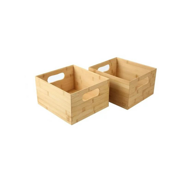 2-Pack The Home Edit Small Bamboo Organizing & Storage Bin