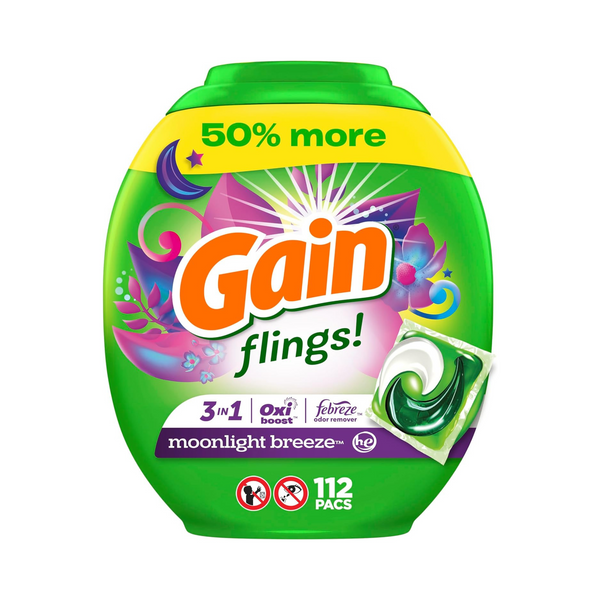 112-Ct Gain Flings 3-in-1 Laundry Detergent + Earn $17 Amazon Credit!