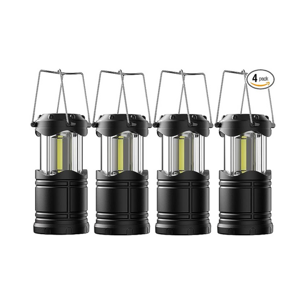 4-Pack Lichamp Battery Powered LED Camping Lanterns (Black)