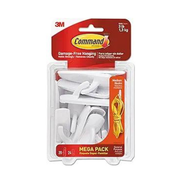 20-Count Command Utility Hooks w/ 24 Adhesive Strips (Medium)