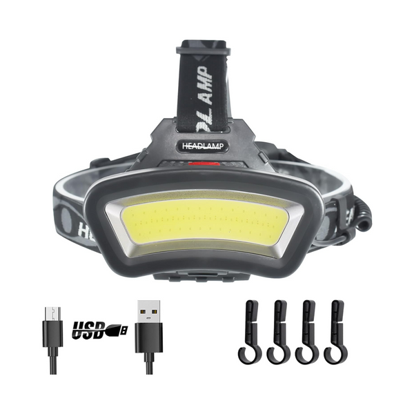 Pzzoe Rechargeable High Lumen USB LED Headlight Headlamp w/ Red Light