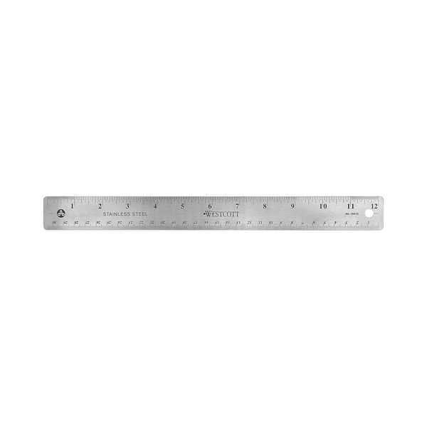 12" Westcott Stainless Steel Office Ruler w/ Non-Slip Cork Base