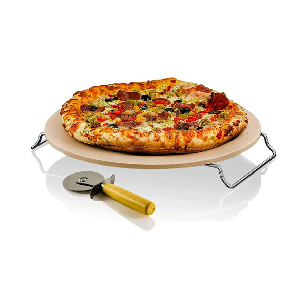 Ovente 13" Non Stick Pizza Stone Set with Cutter Wheel