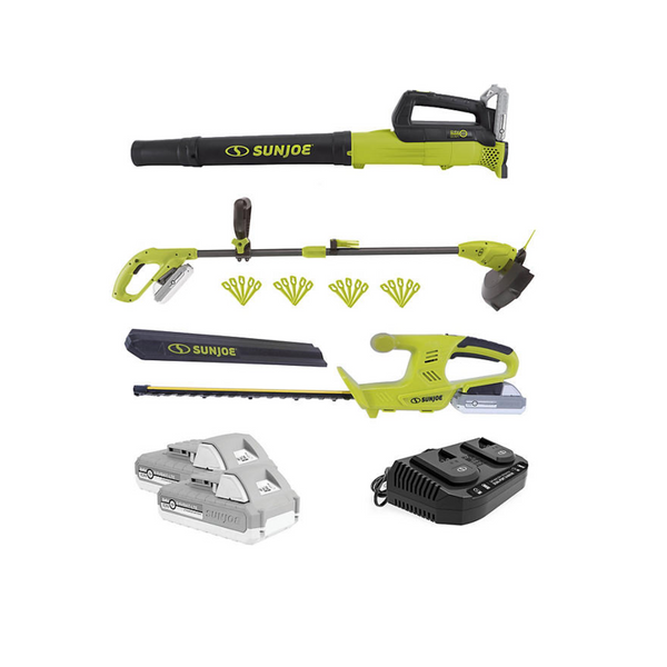 3-Tool Sun Joe 24V Cordless Combo: Hedger, Trimmer & Blower