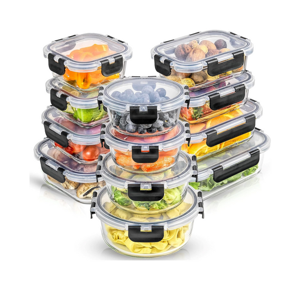 24-Piece JoyJolt JoyFul Borosilicate Glass Storage Containers