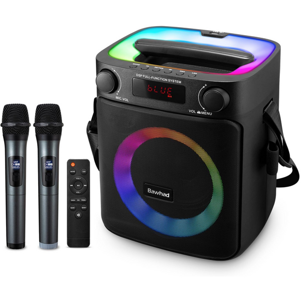 Bawhad Karaoke Bluetooth Speaker w/ Two Wireless Microphones