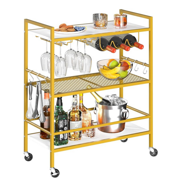 3 Tier Rolling Bar Cart