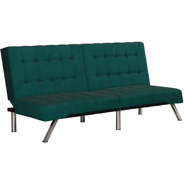 DHP Emily Futon With Chrome Legs, Green Velvet