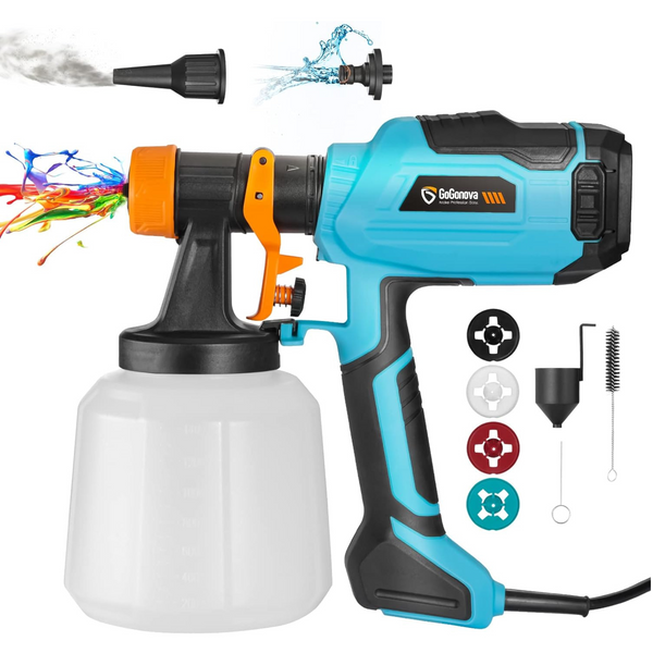 GoGonova 700W 1400ml Large Container Electric Paint Sprayer w/ 4 Nozzles