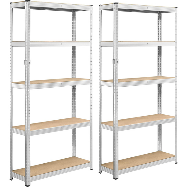 2-Piece 5-Tier Adjustable Metal Shelving Unit Utility Garage Shelves