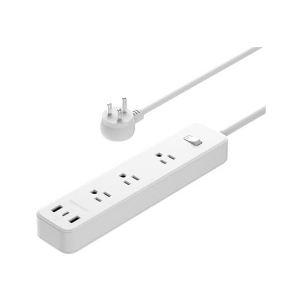 AmazonBasics 5ft 3 Outlet 3 USB Port Power Strip Extension Cord