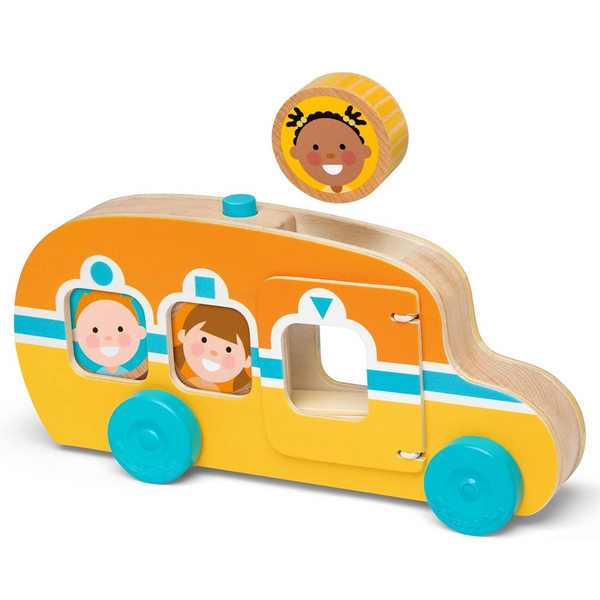 Melissa & Doug Go Tots Wooden Roll & Ride Bus w/ 3 Disks