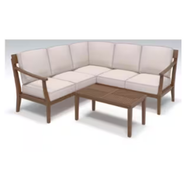 Woodford Eucalyptus Outdoor Corner Chair with CushionGuard Bright White Cushions