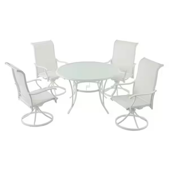 4-Pack Riverbrook Shell White Padded Sling Aluminum Outdoor Dining Chairs