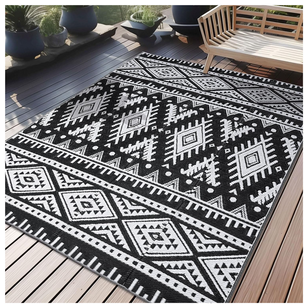 Olanly 5×8 ft Outdoor Waterproof Reversible Plastic Straw Rug