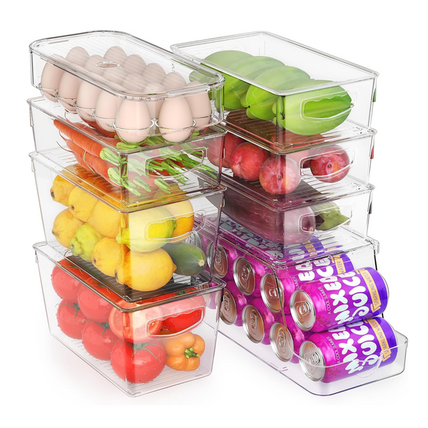 8 Pack Fridge Organizers with Lids