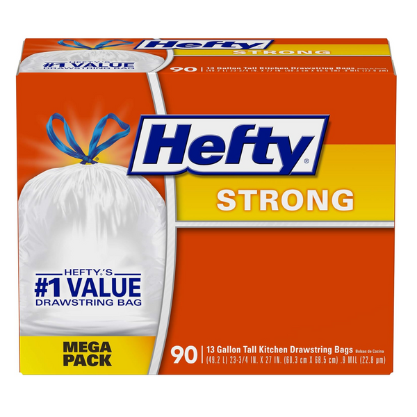 90-Ct 13 Gallon Hefty Ultra Strong Tall Kitchen Trash Bags