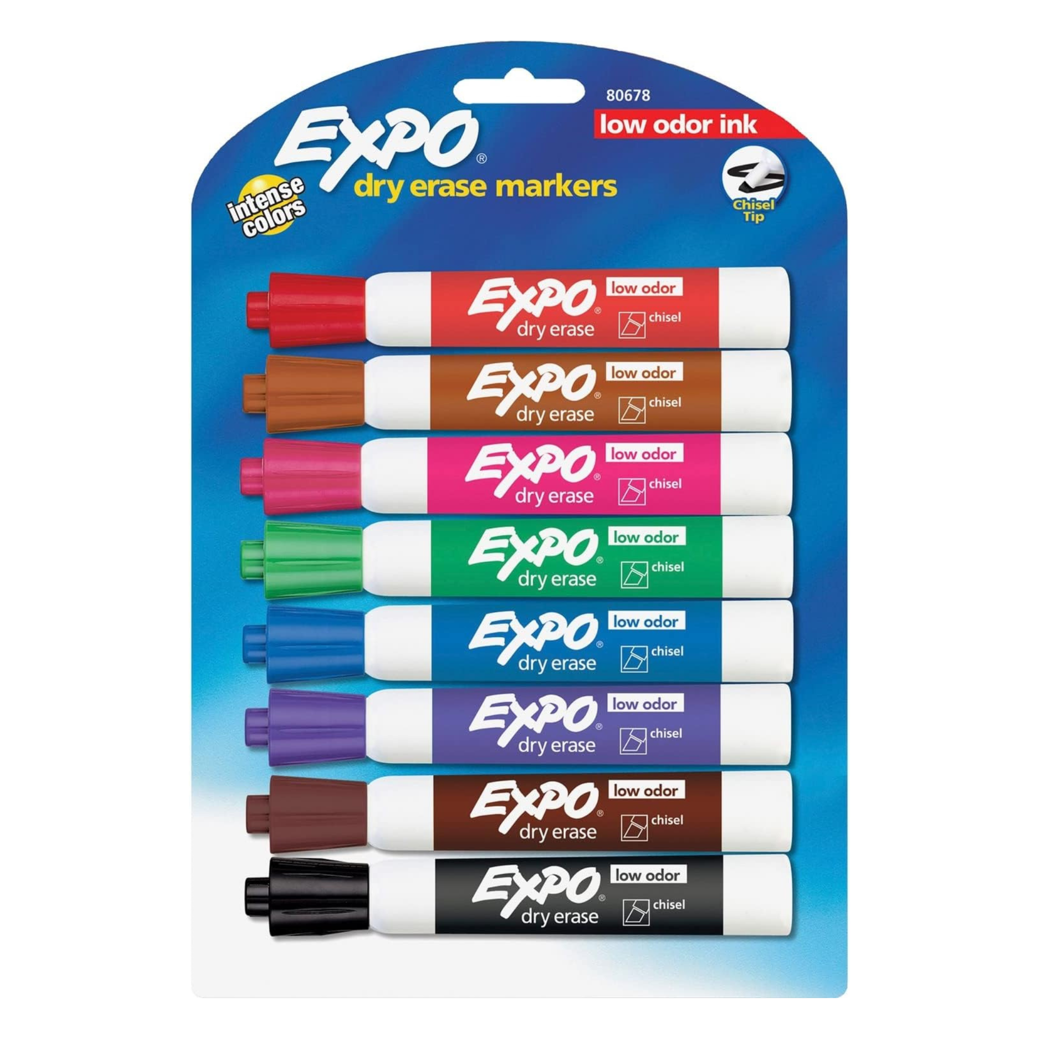 Expo Low Odor Dry Erase Markers, Assorted Colors, 8 Pack