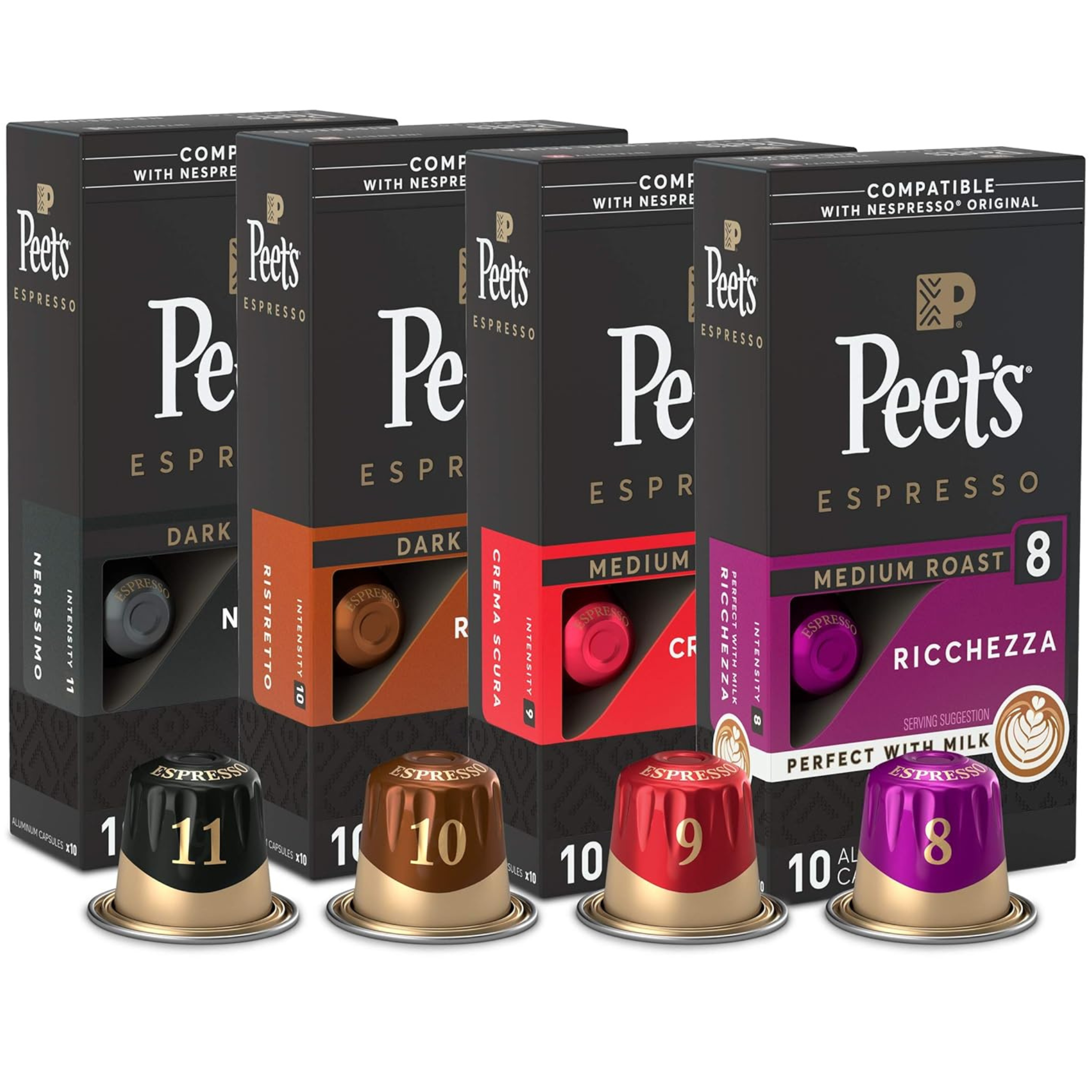 40 Peet’s Coffee Espresso Coffee Nespresso Pods Variety Pack