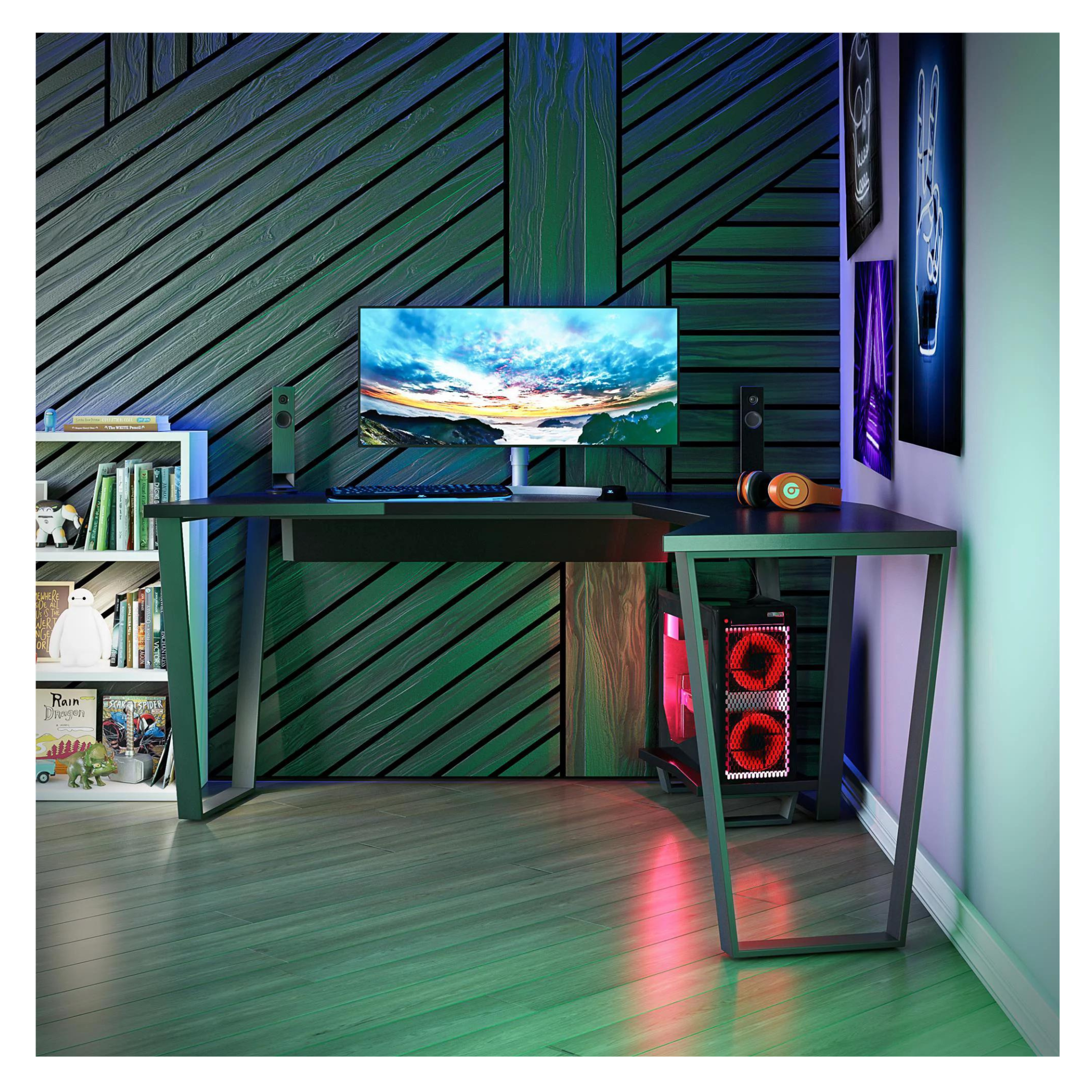 NTense Maxed Gaming L Desk w/ CPU Stand