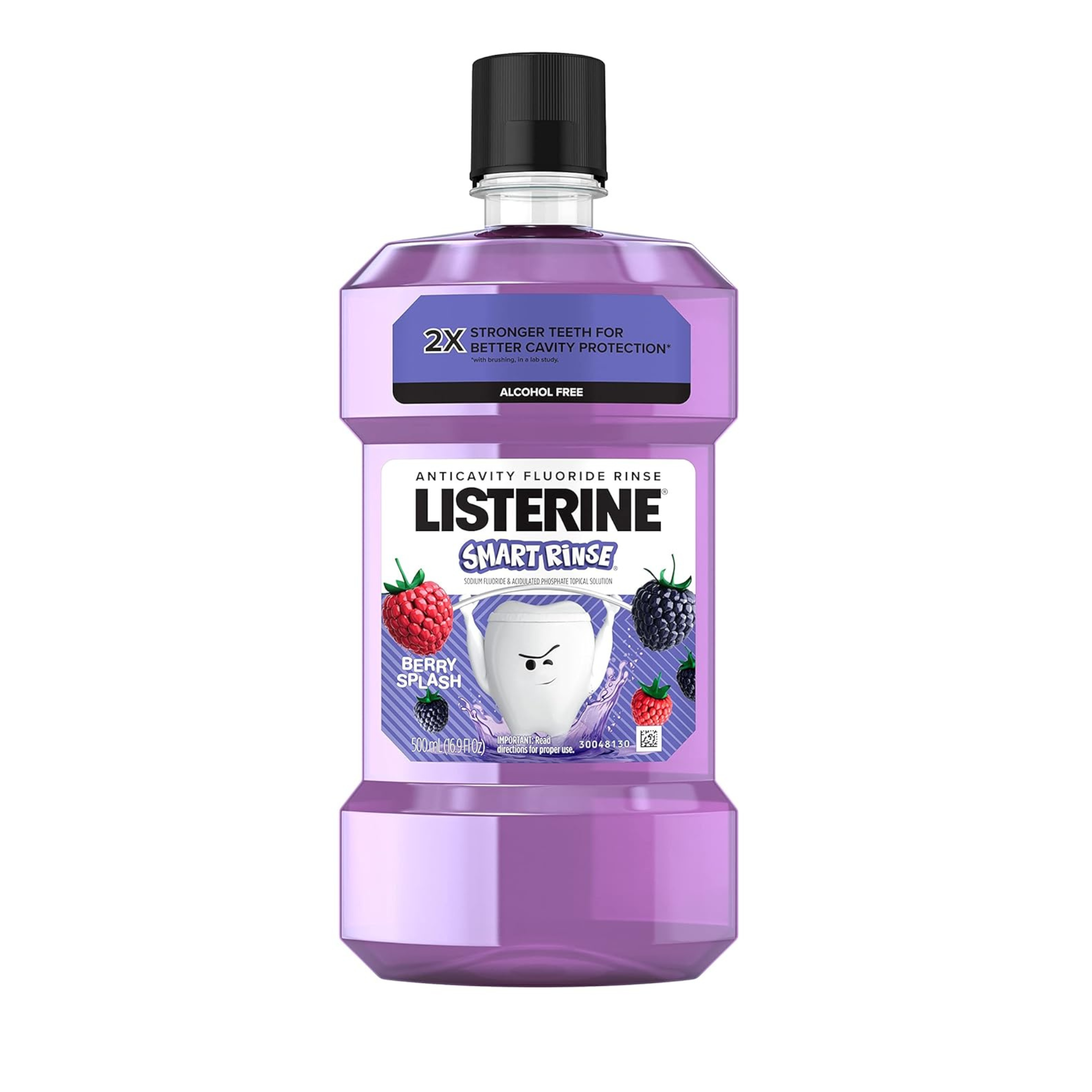 Listerine Smart Rinse Kids Alcohol-Free Anticavity Fluoride Mouthwash for Cavity Protection, Berry Splash Flavor, 500 mL