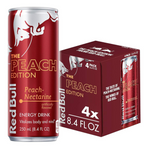 Red Bull Peach Nectarine, 8.4 Fl Oz Cans, 4 Pack