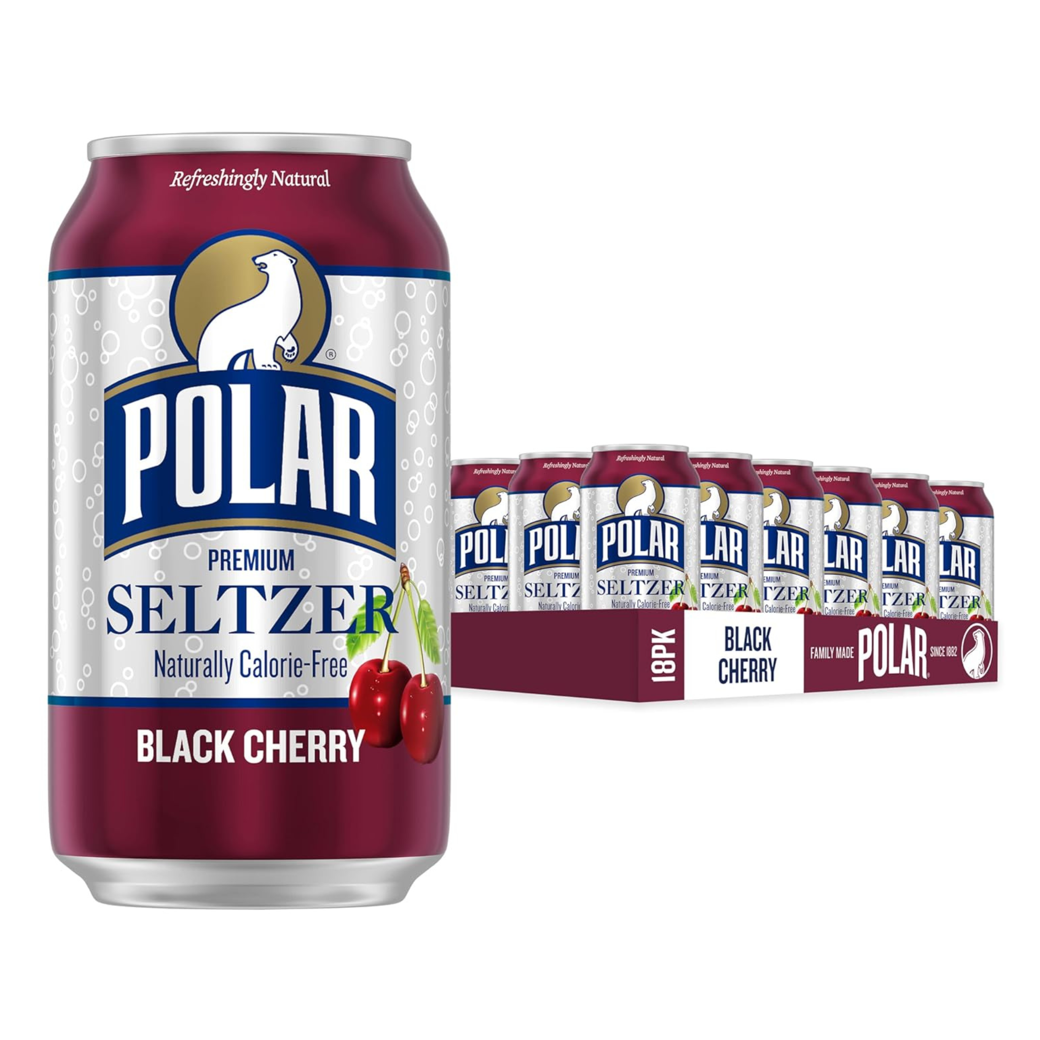 18 Cans of Polar Seltzer Water Black Cherry