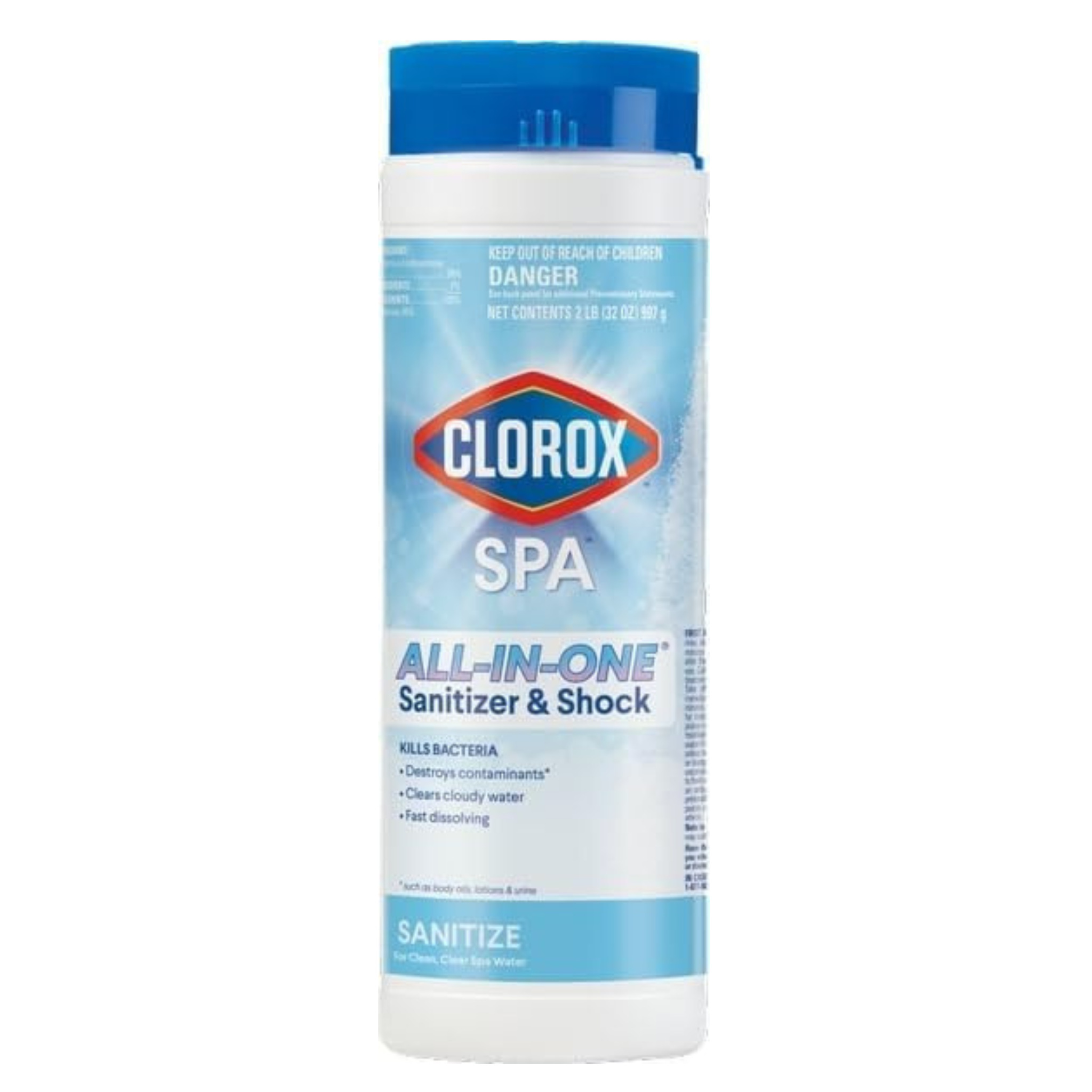 Clorox Pool&Spa Spa Water All-in-One Sanitizer & Shock, Destroys Contaminants, Clears Cloudy Water (2 LB)