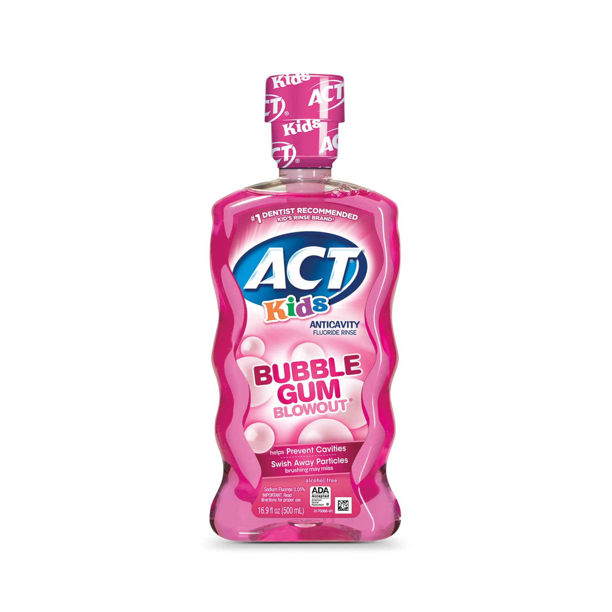 ACT Kids Anticavity Fluoride Rinse, Bubble Gum Blowout, 16.9 fl. oz.