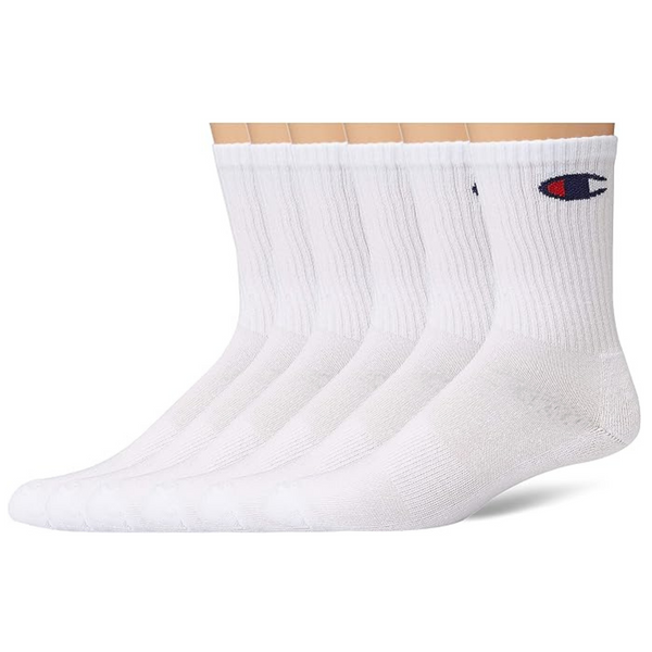 6 Pairs of Champion Men’s Double Dry Moisture Wicking Crew Socks