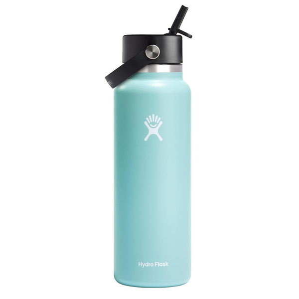 40oz Hydro Flask Stainless Steel Wide Mouth Water Bottle w/ Flex Straw Lid