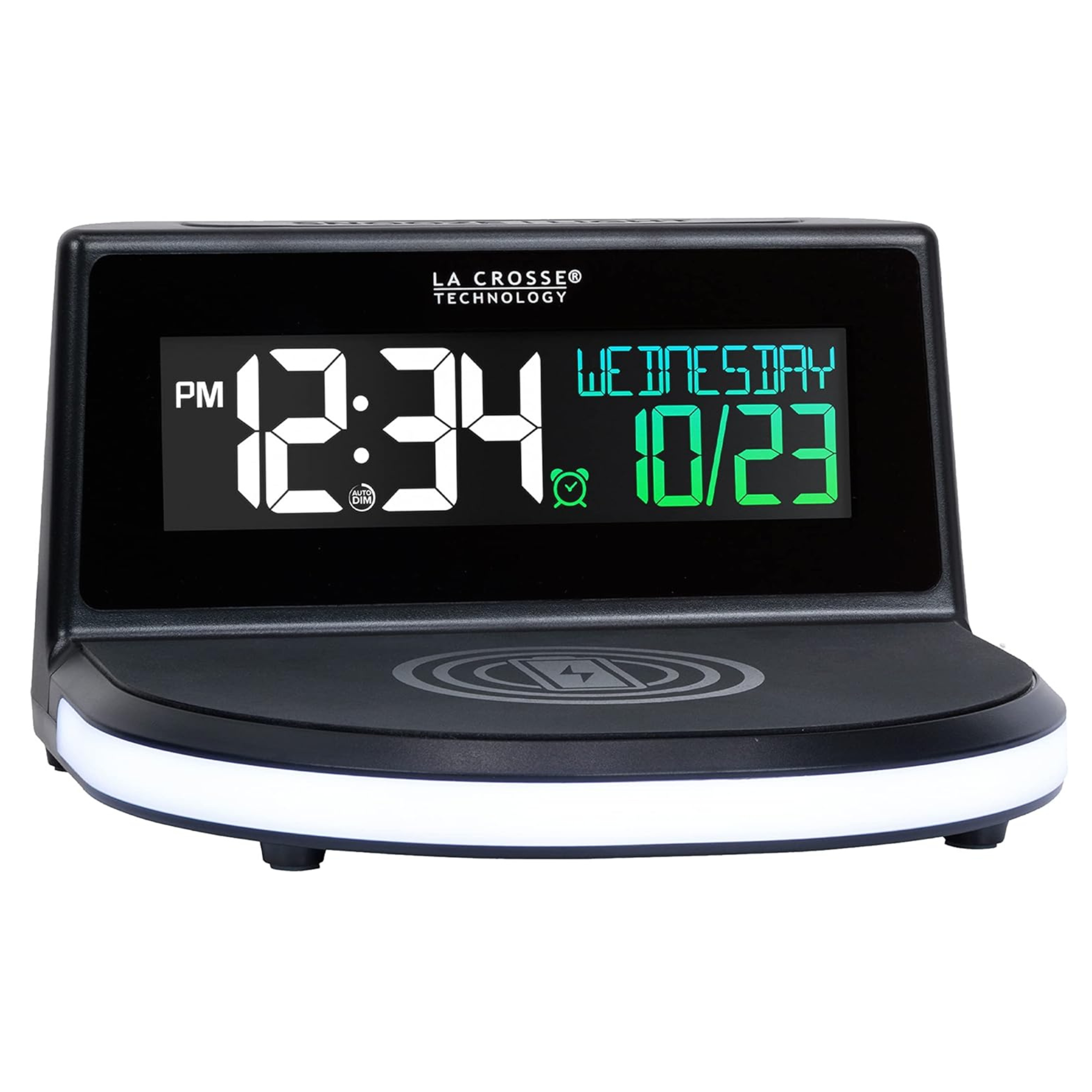 La Crosse Technology Qi-Certified Wireless Charging Alarm Clock with Glowing Light Base