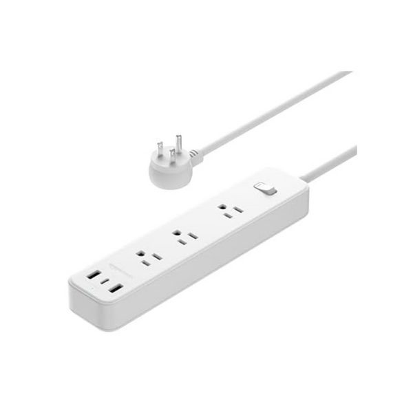 AmazonBasics 5ft 3 Outlet 3 USB Port Power Strip Extension Cord