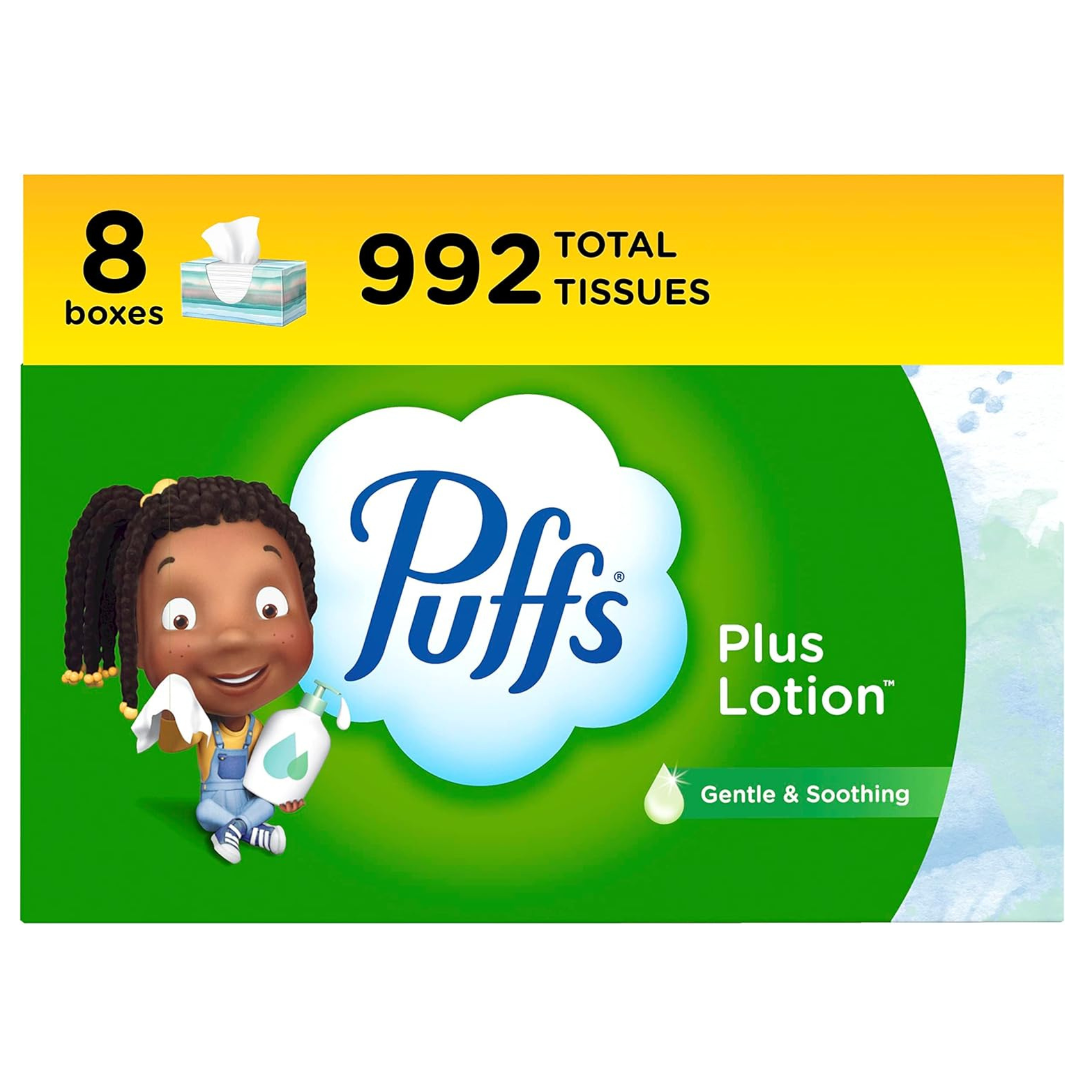 8 Family Boxes Of Puffs Plus Lotion Facial Tissues