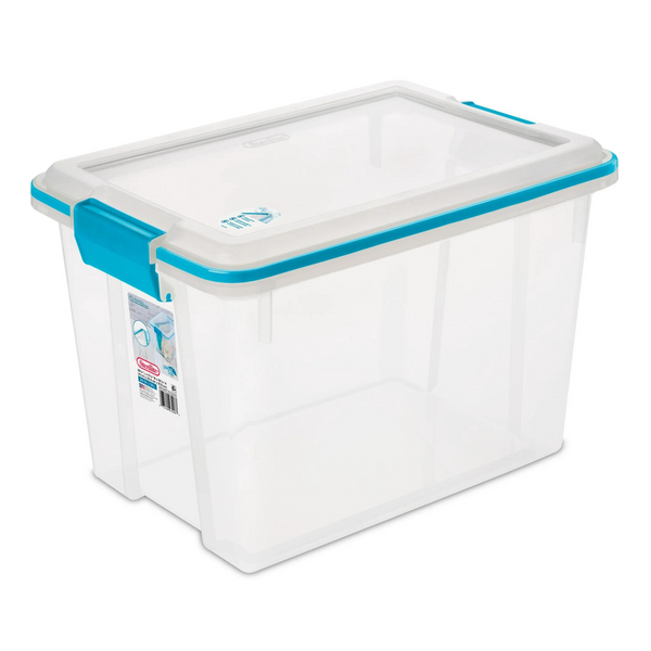 Sterilite 20 Quart Clear Gasket Box with Blue Latches & Gasket