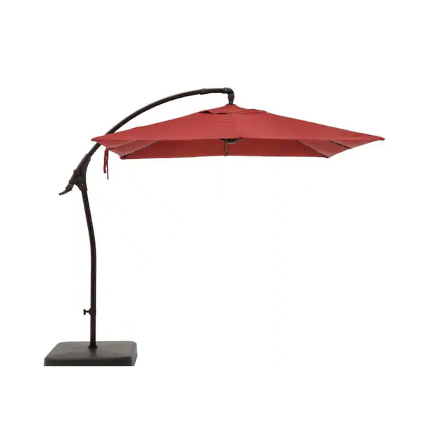 8' Hampton Bay Square Aluminum & Steel Cantilever Offset Patio Umbrella (Red)