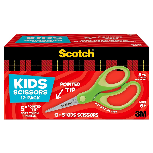 12-Count Scotch 5" Soft Touch Blunt Tip Kids Scissors