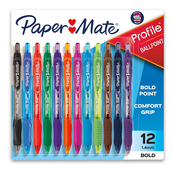 12 Count Paper Mate Profile Retractable Ballpoint Pens